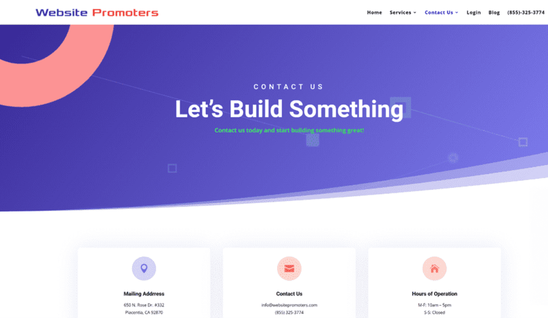 Website Promoters' contact page.